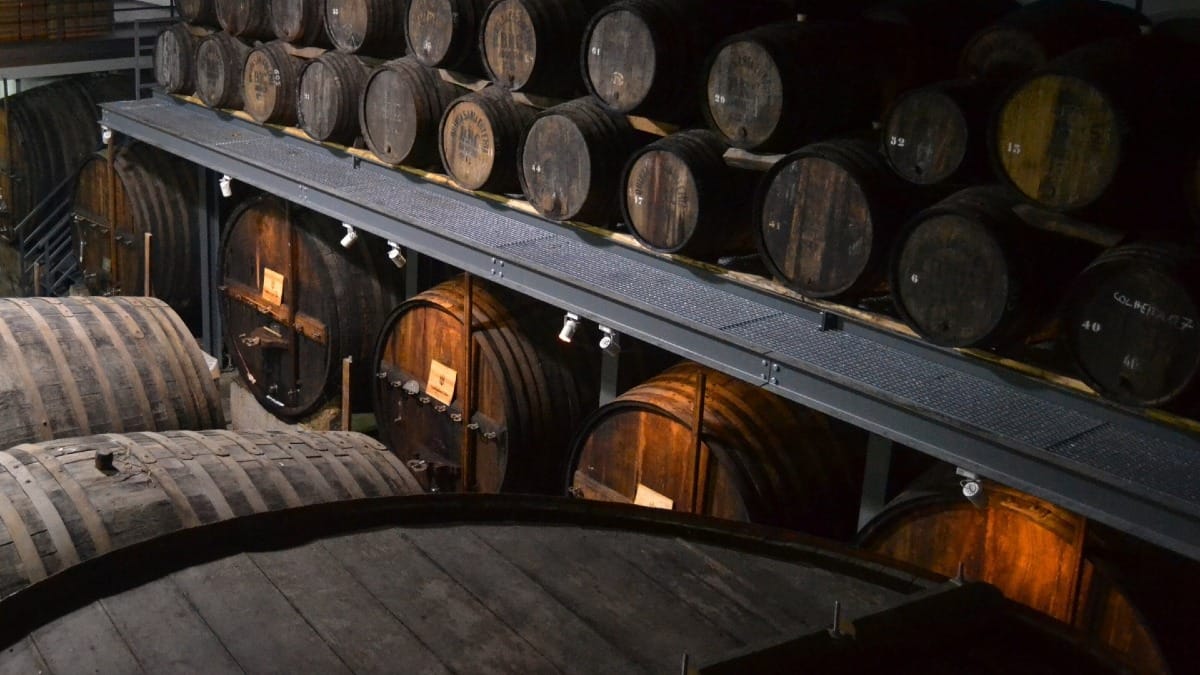 Anciennes barriques de vin de Porto à la Quinta Santa Eufemia dans la Vallée du Douro