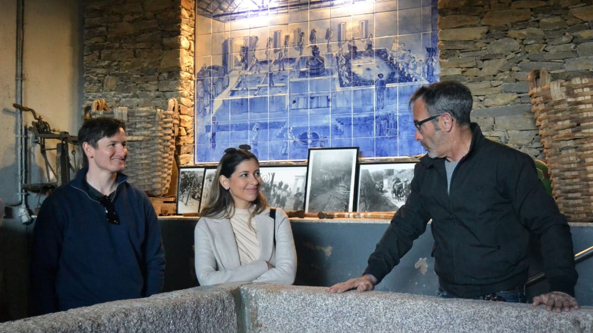 Salle de foulage traditionnelle dans une cave familiale lors d'une visite guidée dans la Vallée du Douro au départ de Porto avec Cooltour Oporto