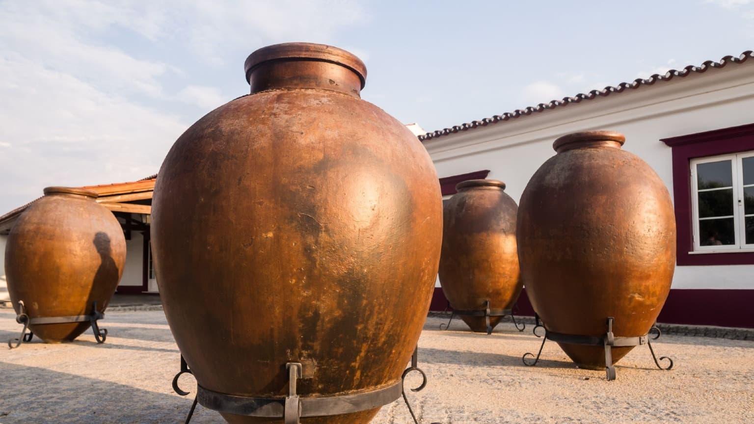 Traditional clay amphorae used for vinho de talha fermentation in the Alentejo, preserving one of Portugal’s oldest winemaking traditions