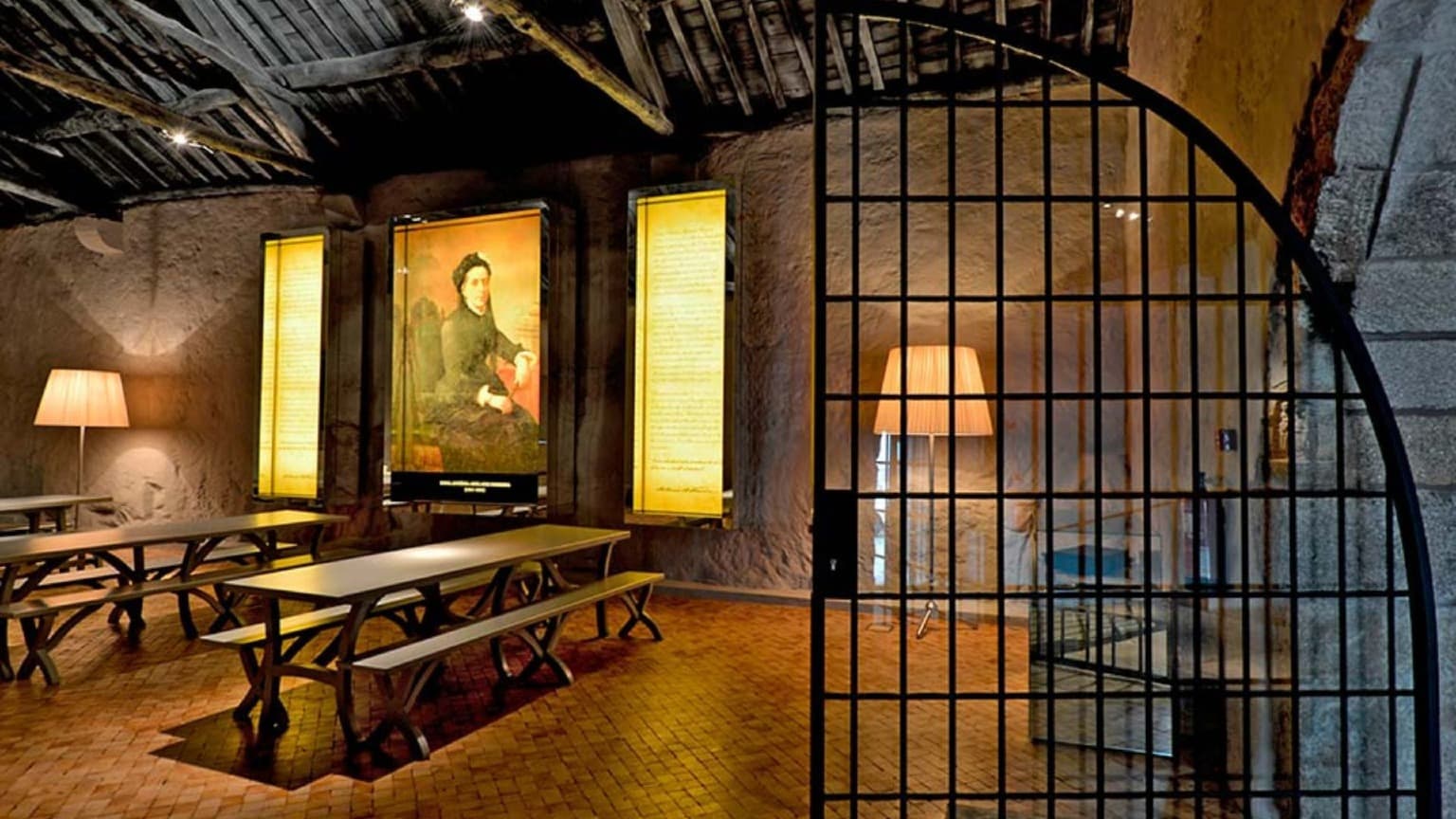 Interior of Caves Ferreira in Vila Nova de Gaia, a historic Port wine cellar linked to the legacy of Dona Antónia Ferreira