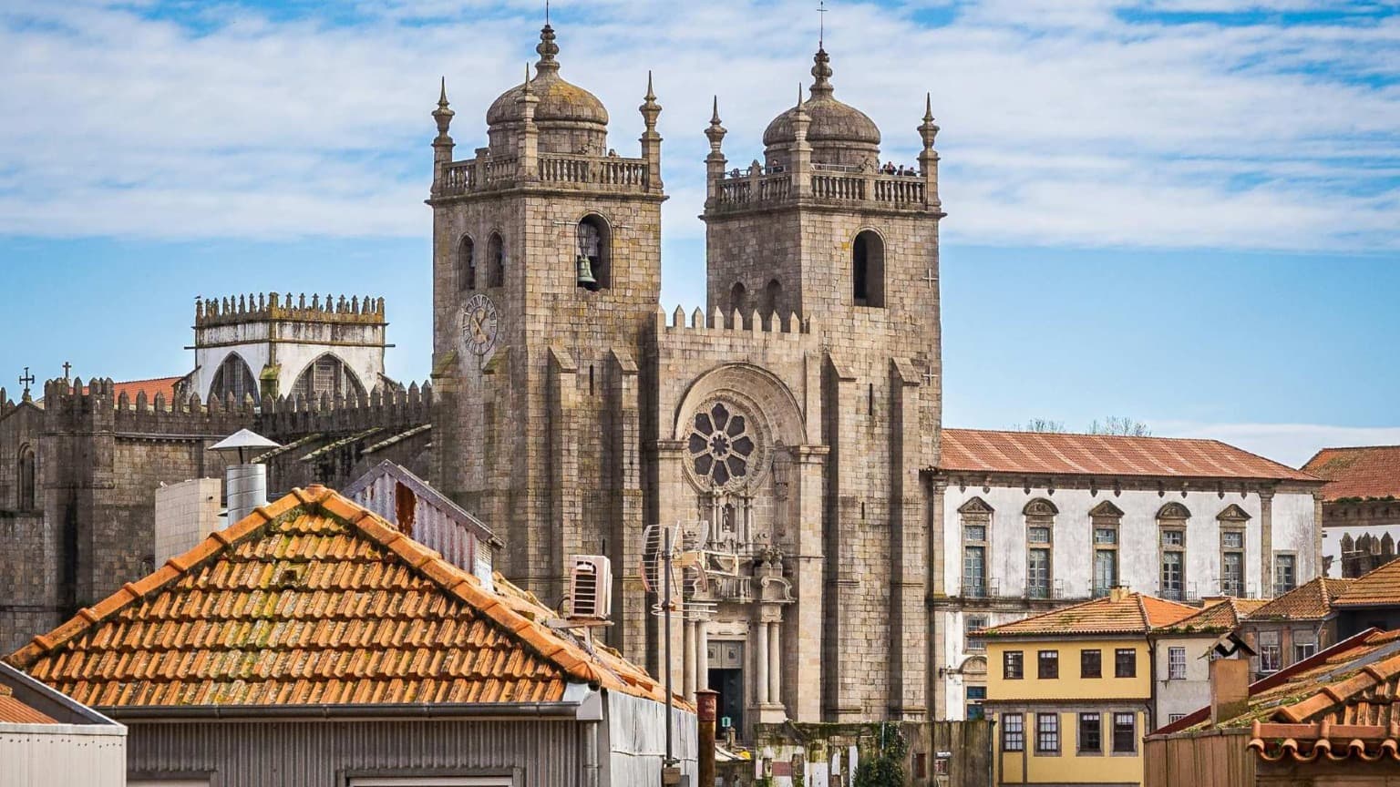Porto Cathedral Sé with Romanesque towers overlooking the historic city center