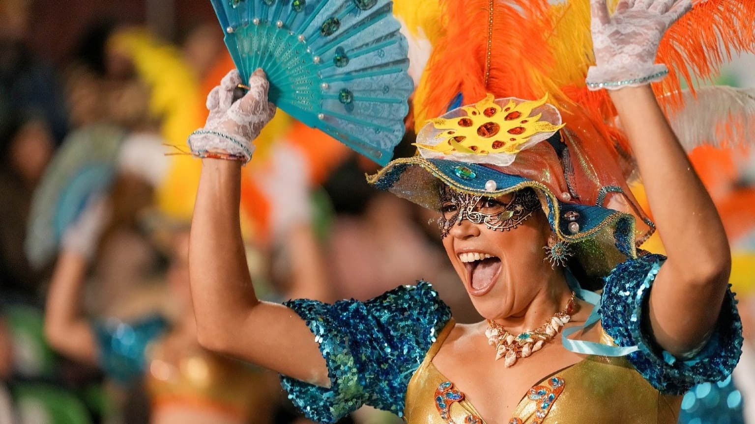 Carnival parade in Torres Vedras with colourful costumes, one of Portugal’s most iconic Carnival celebrations