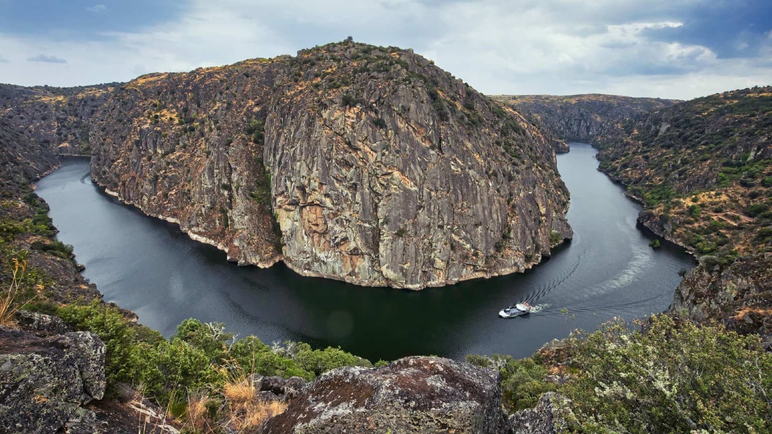 Dramatic river canyon viewpoint in the Douro International near Miranda do Douro close to the Spain border
