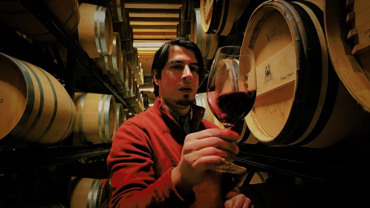 Enólogo probando vino directamente del barril durante una visita a una bodega familiar en el Valle del Duero con Cooltour Oporto
